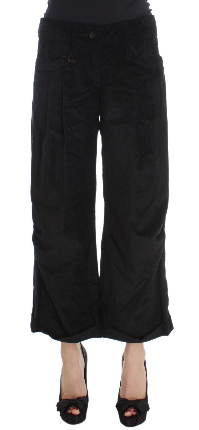 Black Velvet Cotton Capri Bootcut Pants - coffeewithmee2Ermanno ScervinoP1851S