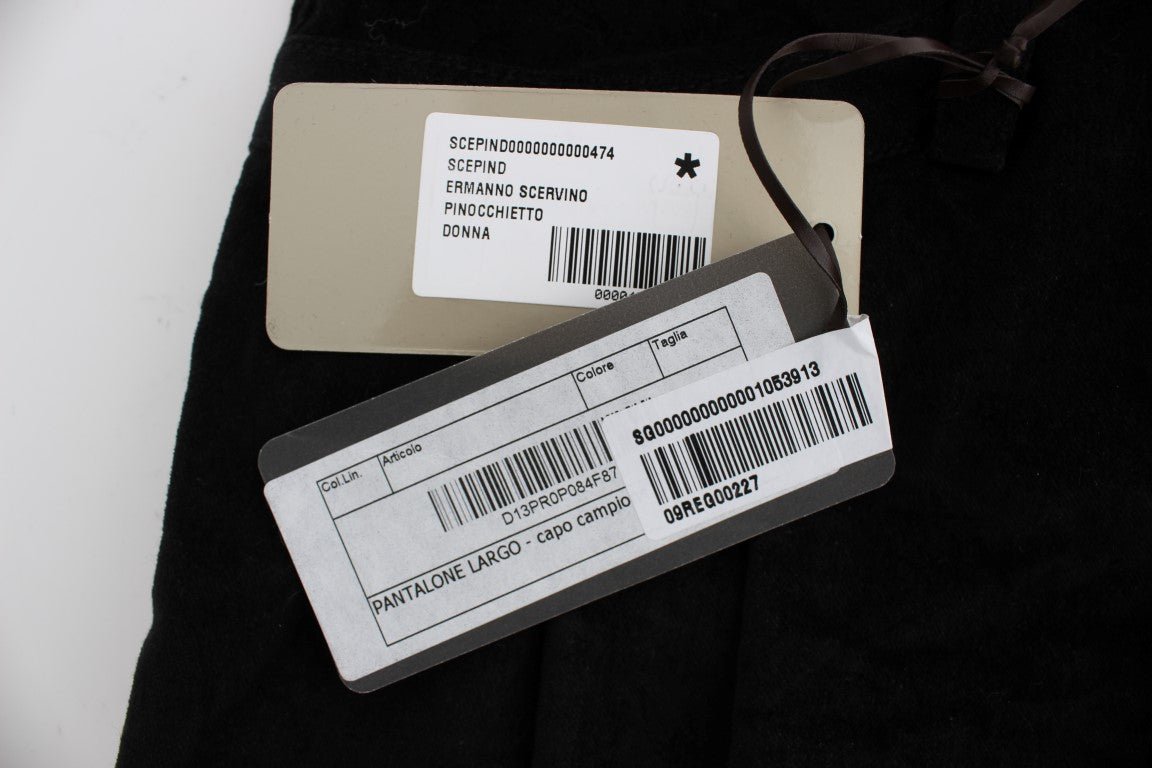 Black Velvet Cotton Capri Bootcut Pants - coffeewithmee2Ermanno ScervinoP1851S