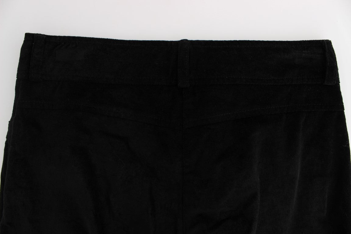 Black Velvet Cotton Capri Bootcut Pants - coffeewithmee2Ermanno ScervinoP1851S