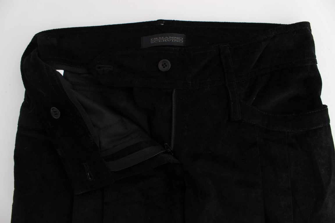 Black Velvet Cotton Capri Bootcut Pants - coffeewithmee2Ermanno ScervinoP1851S