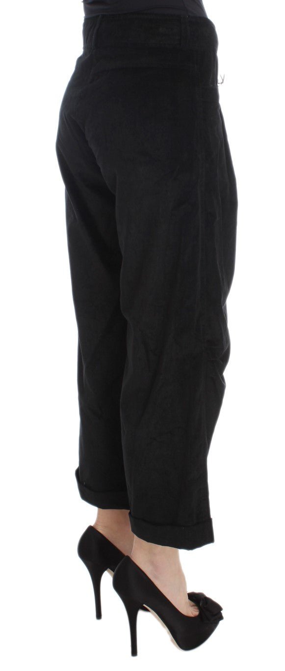 Black Velvet Cotton Capri Bootcut Pants - coffeewithmee2Ermanno ScervinoP1851S
