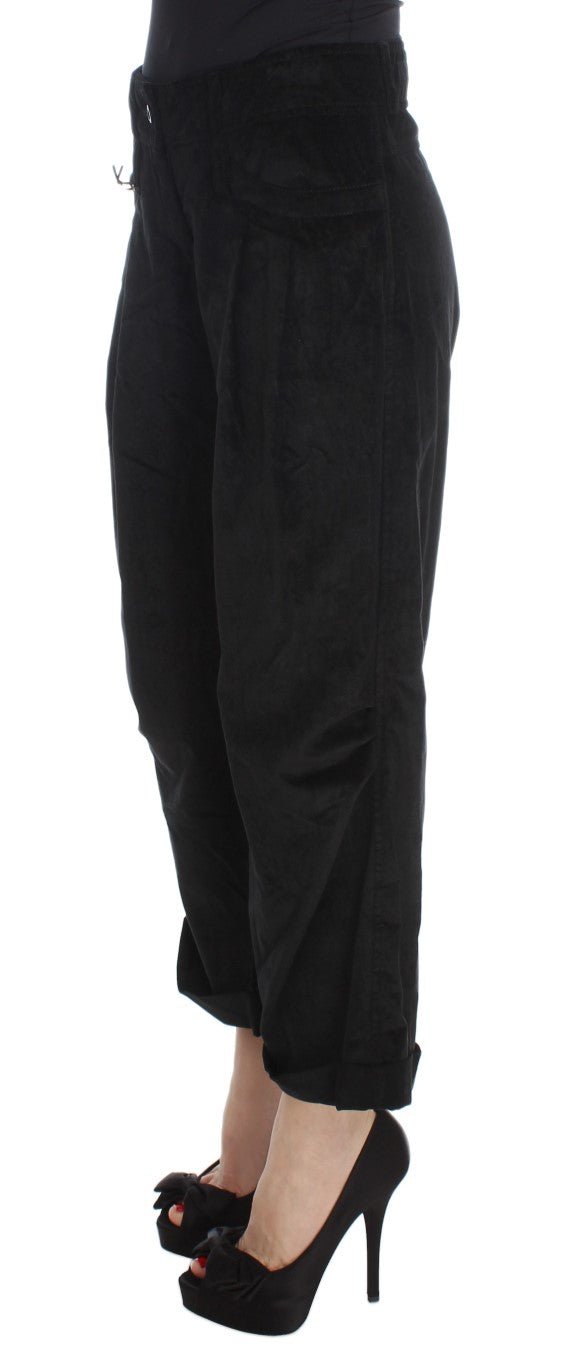 Black Velvet Cotton Capri Bootcut Pants - coffeewithmee2Ermanno ScervinoP1851S