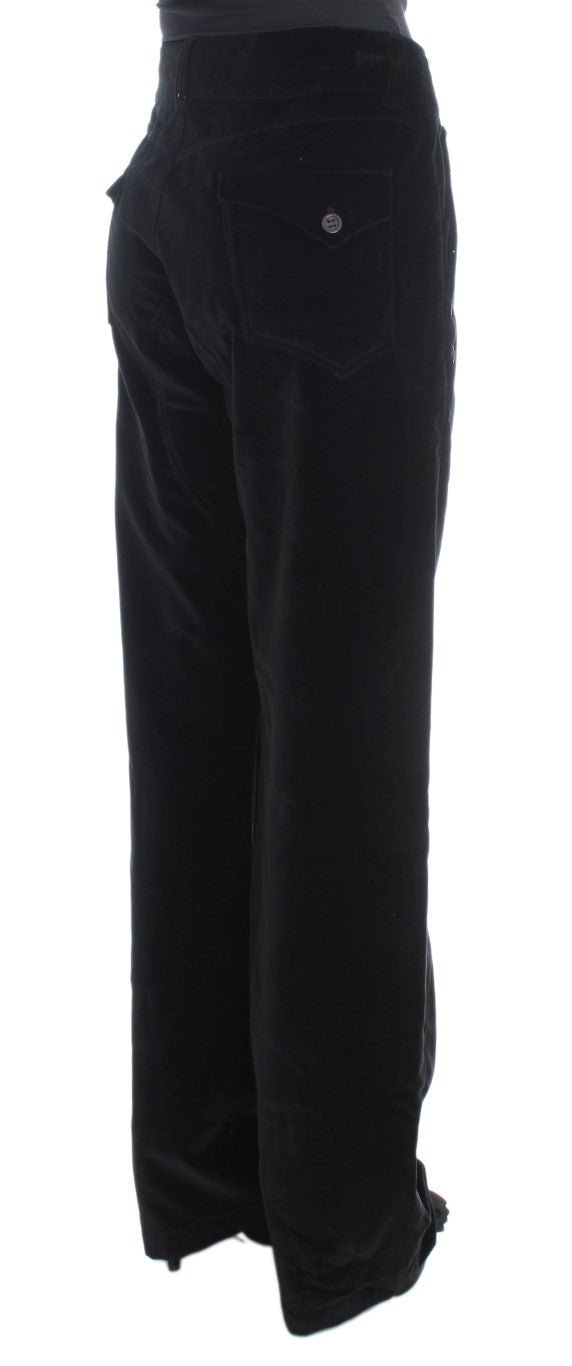 Black Velvet Cotton Straight Legs Pants - coffeewithmee2Ermanno ScervinoP1848S