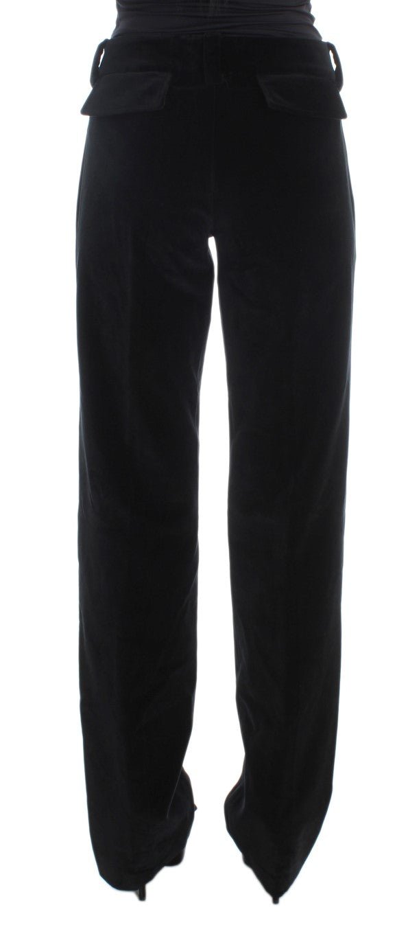 Black Velvet Cotton Straight Legs Pants - coffeewithmee2Ermanno ScervinoP1850S