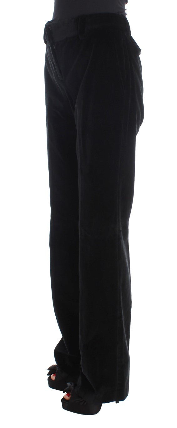 Black Velvet Cotton Straight Legs Pants - coffeewithmee2Ermanno ScervinoP1850S