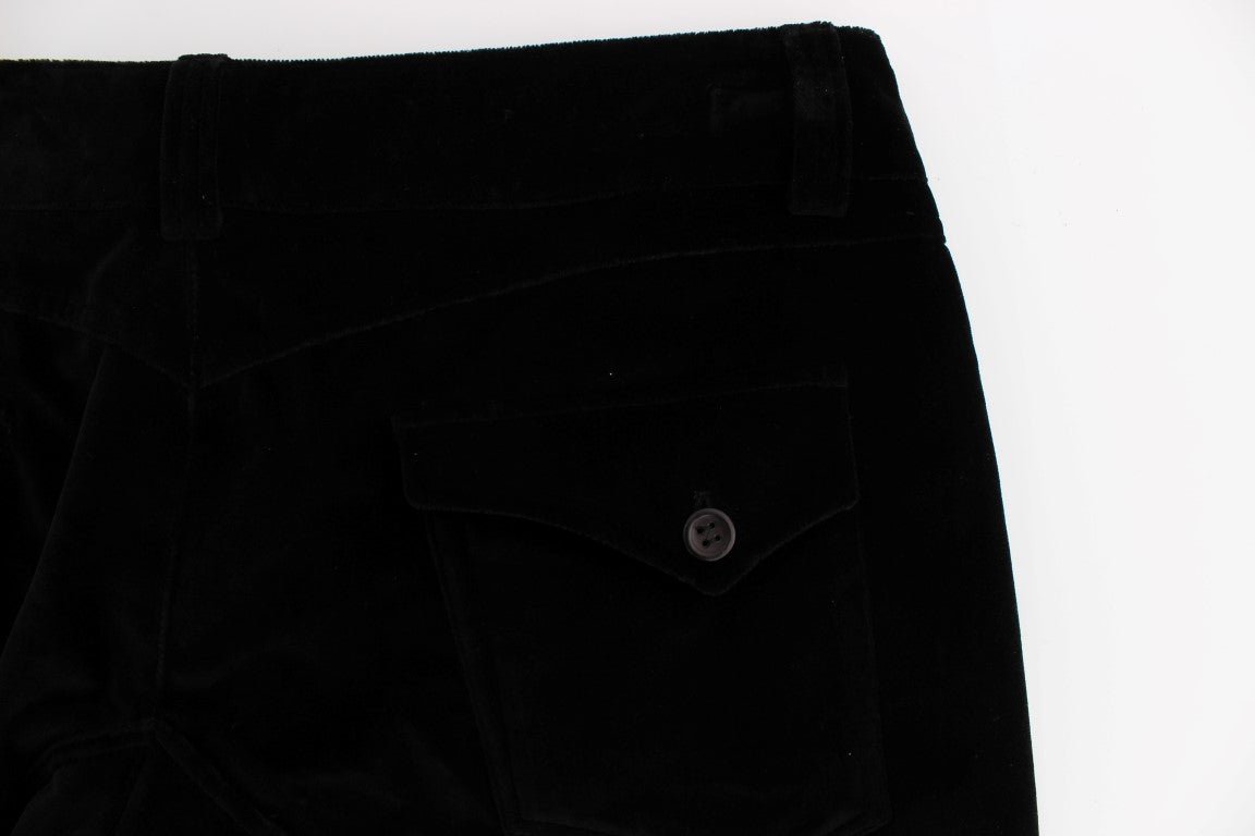 Black Velvet Cotton Straight Legs Pants - coffeewithmee2Ermanno ScervinoP1848S