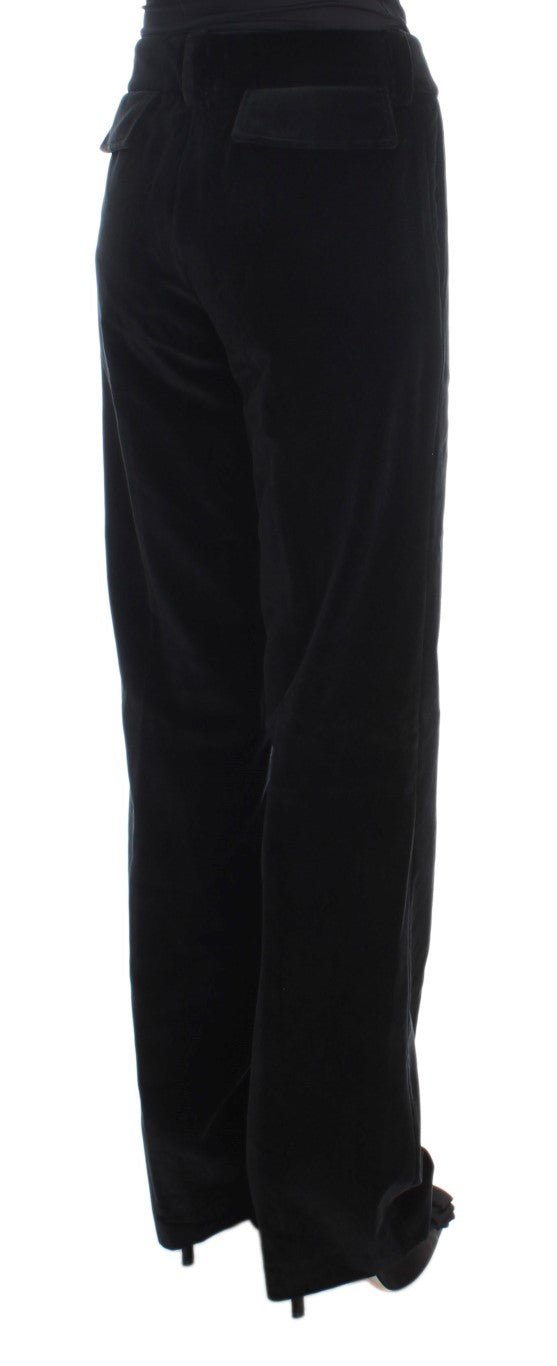 Black Velvet Cotton Straight Legs Pants - coffeewithmee2Ermanno ScervinoP1850S