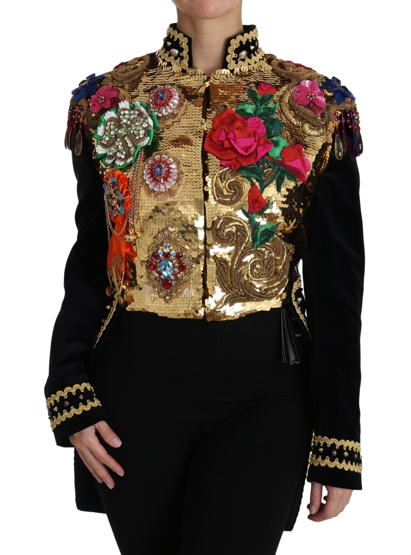Black Velvet Crystal Sequined Jacket - coffeewithmee2Dolce & GabbanaP2265S