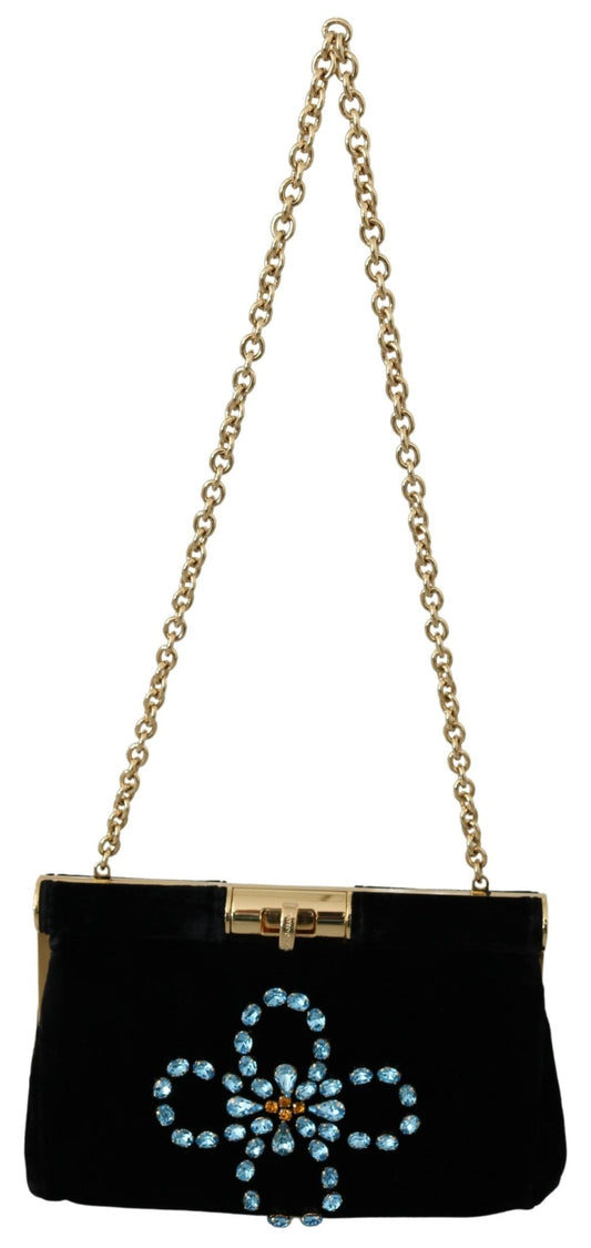 Black Velvet Crystal Studs Women Crossbody Sling Borse Bag - coffeewithmee2Dolce & GabbanaP0139S