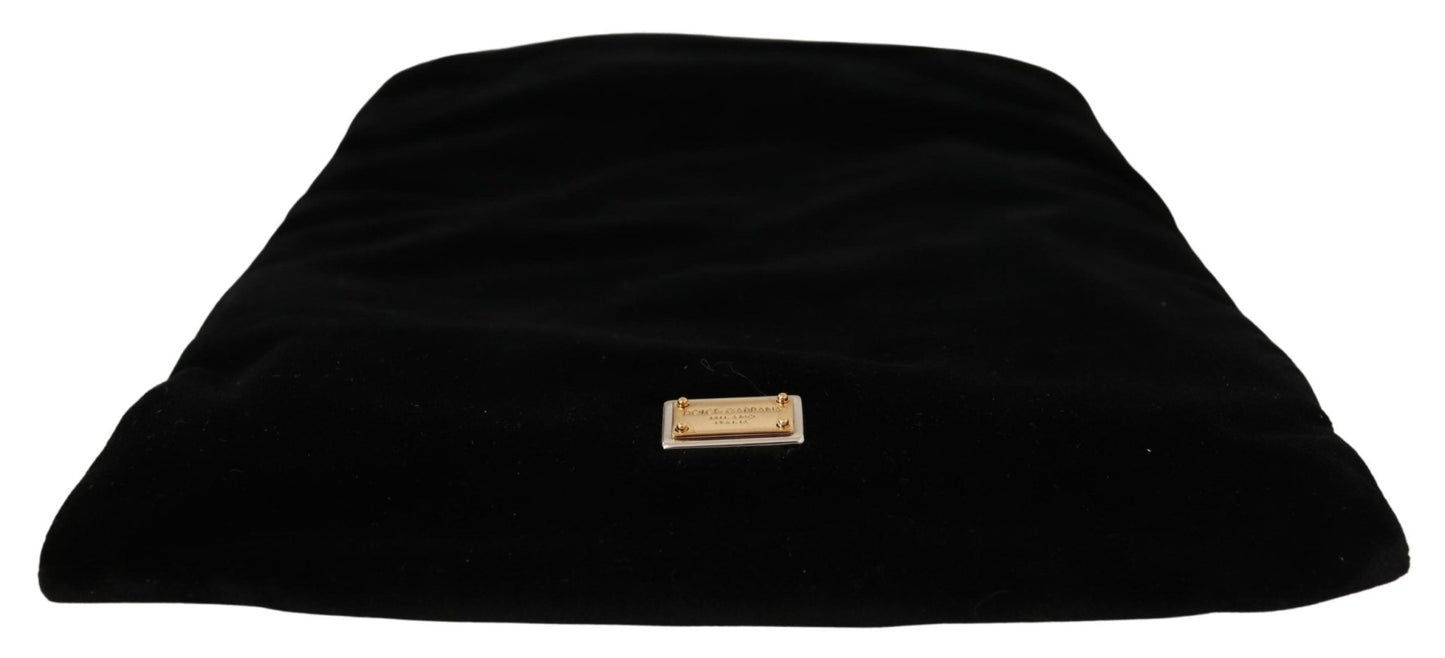 Black Velvet Holder Logo Plaque Women Pouch Bag - coffeewithmee2Dolce & GabbanaP0375S