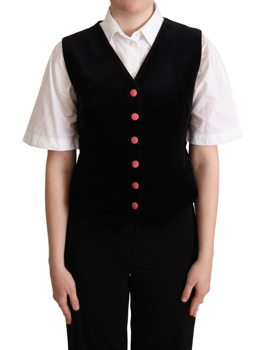 Black Velvet Sleeveless Waistcoat Vest - coffeewithmee2Dolce & GabbanaP5281S