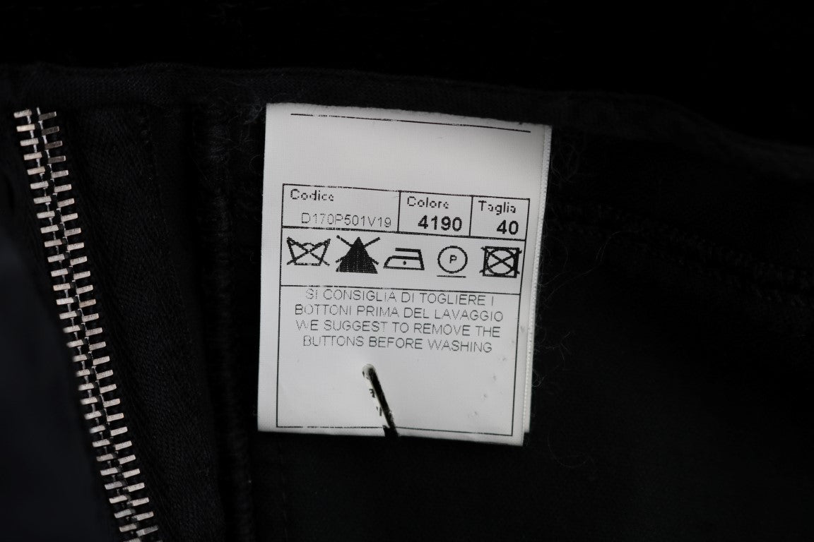 Black Viscose Blend Velvet Cropped Pants - coffeewithmee2Ermanno ScervinoP1933S