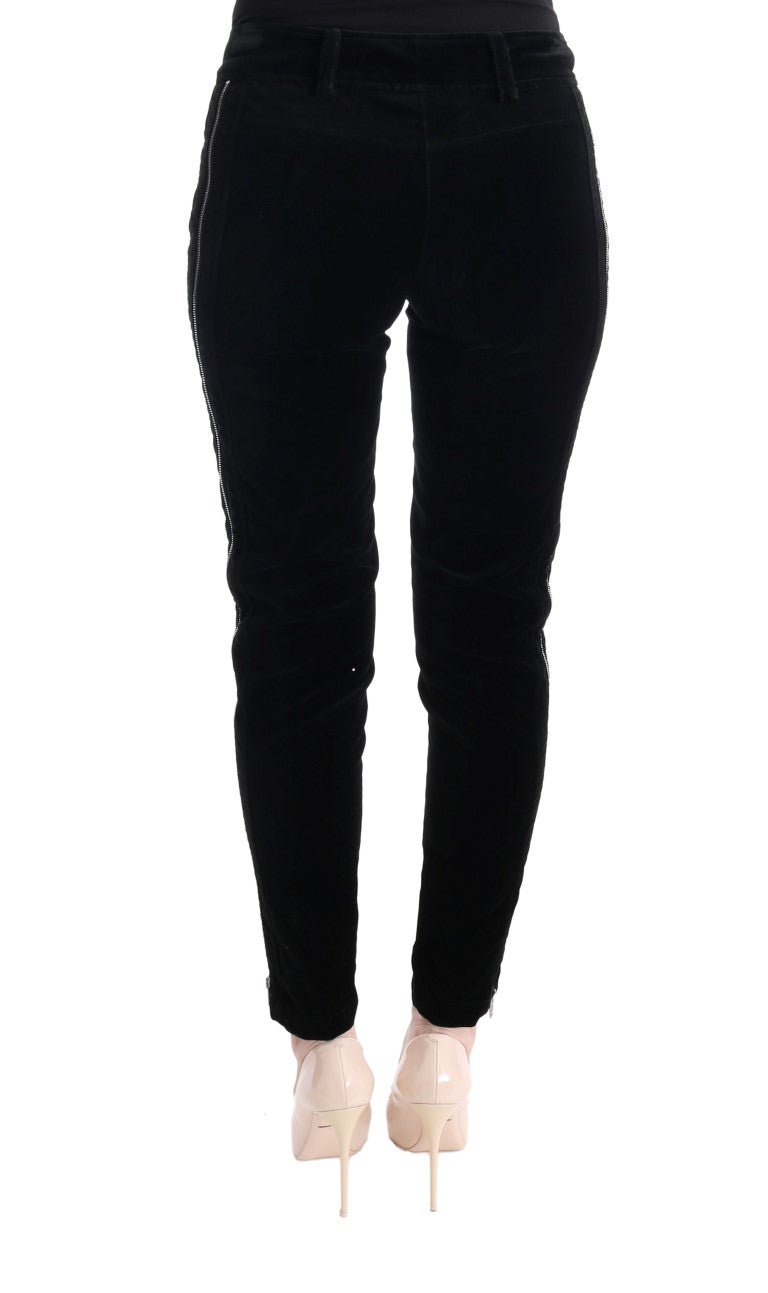 Black Viscose Blend Velvet Cropped Pants - coffeewithmee2Ermanno ScervinoP1933S