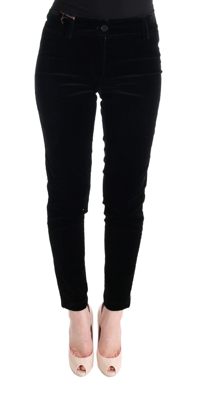 Black Viscose Blend Velvet Cropped Pants - coffeewithmee2Ermanno ScervinoP1933S