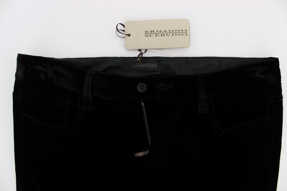 Black Viscose Blend Velvet Slim Fit Pants - coffeewithmee2Ermanno ScervinoP1840S
