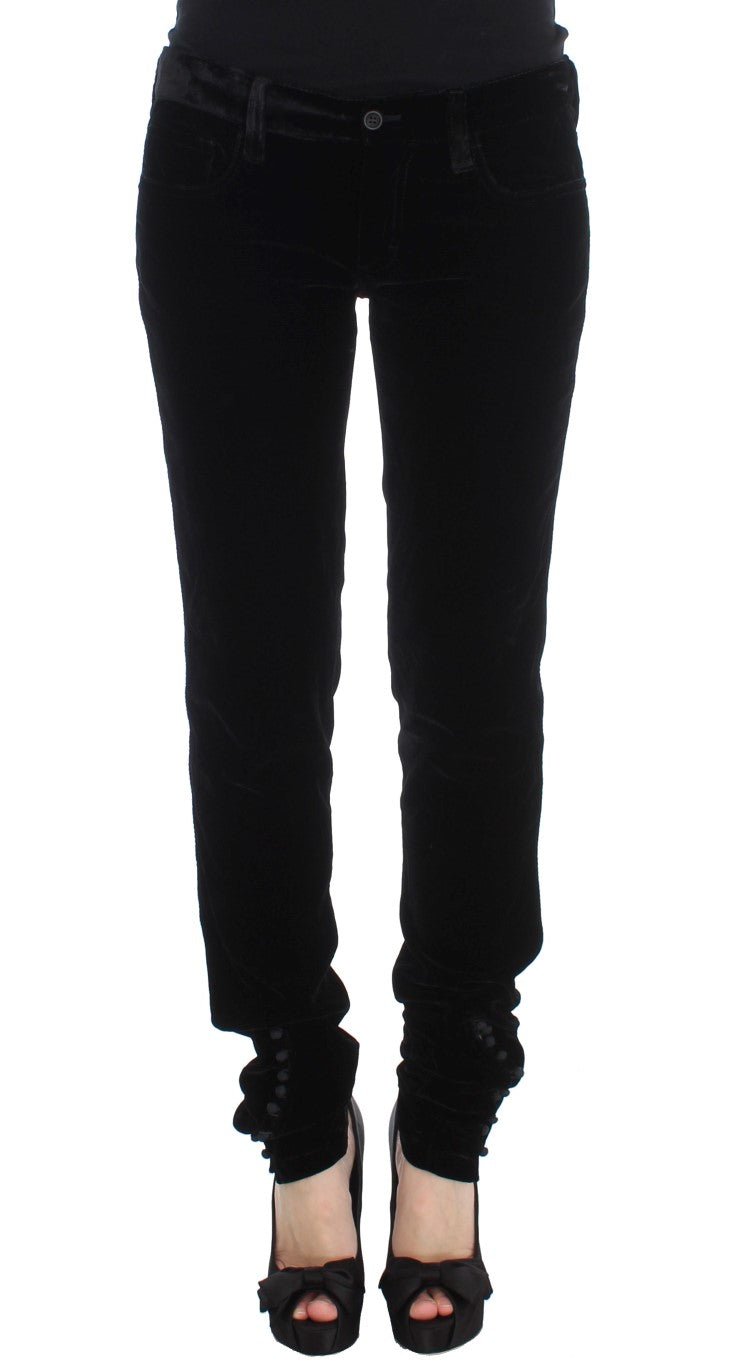 Black Viscose Blend Velvet Slim Fit Pants - coffeewithmee2Ermanno ScervinoP1840S