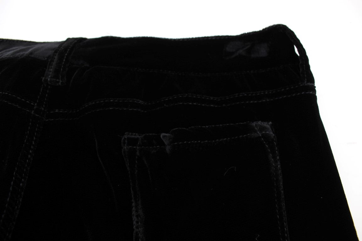 Black Viscose Blend Velvet Slim Fit Pants - coffeewithmee2Ermanno ScervinoP1840S