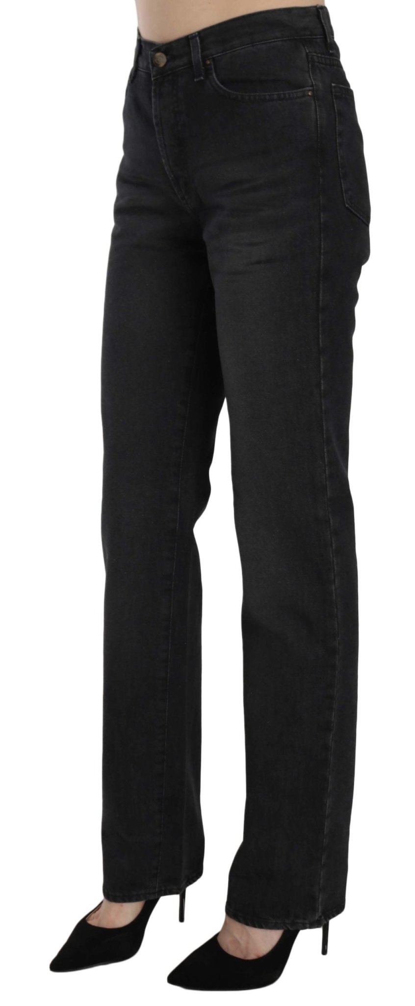 Black Washed High Waist Straight Denim Pants Jeans - coffeewithmee2Just CavalliP2311S