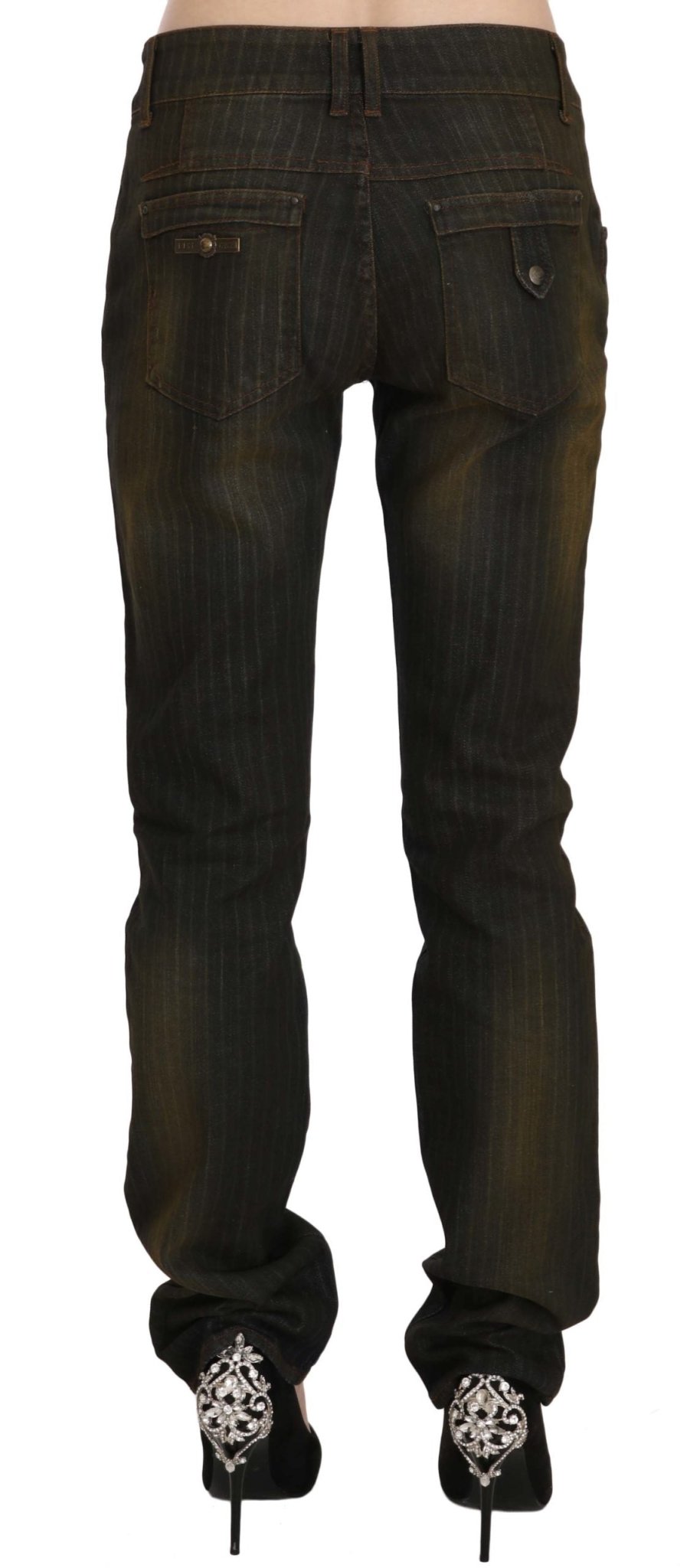 Black Washed Low Waist Slim Fit Denim Pants Jeans - coffeewithmee2Just CavalliP2304S