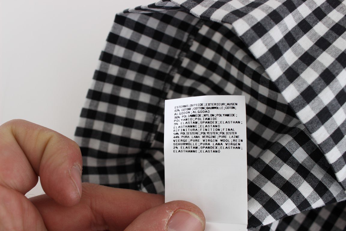 Black White Checkered Belted Sheath Dress - coffeewithmee2GF FerreP1095S