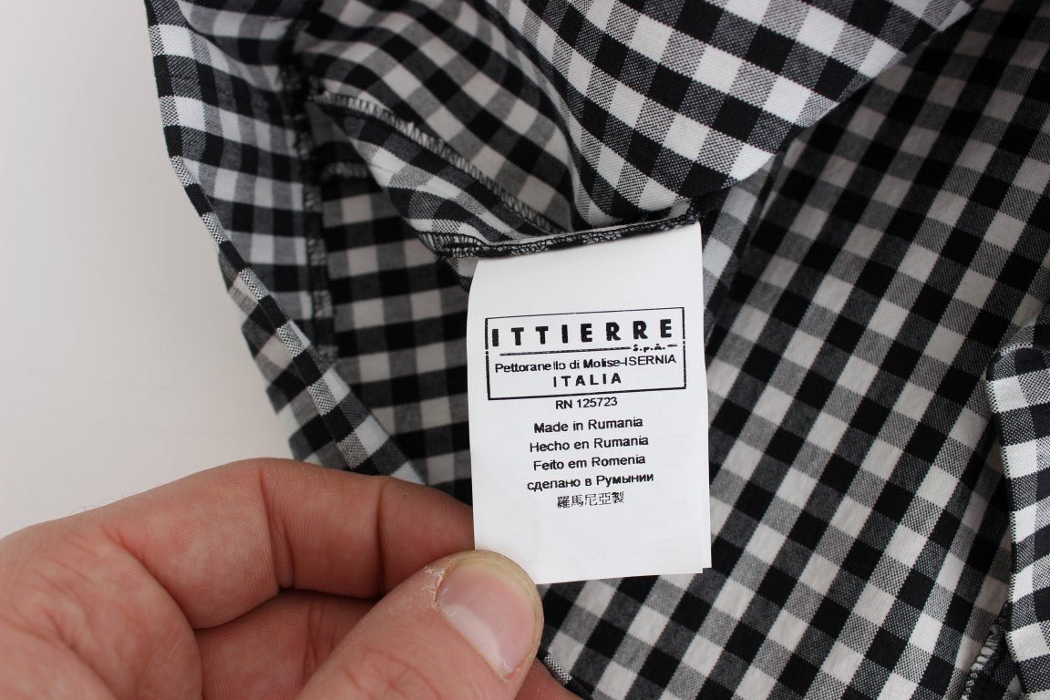 Black White Checkered Belted Sheath Dress - coffeewithmee2GF FerreP1095S