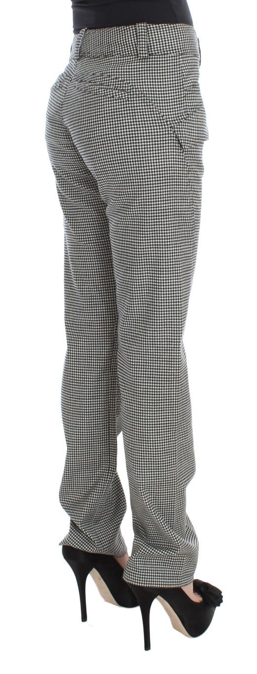 Black White Checkered Cotton Casual Pants - coffeewithmee2Ermanno ScervinoP1849S