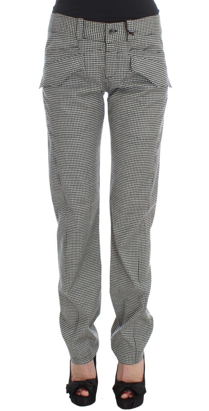 Black White Checkered Cotton Casual Pants - coffeewithmee2Ermanno ScervinoP1849S