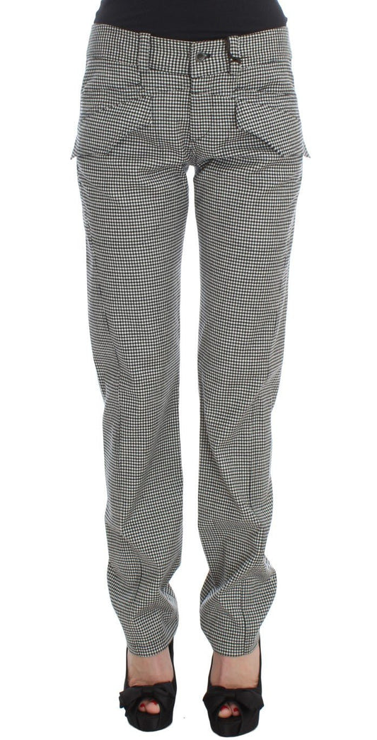 Black White Checkered Cotton Casual Pants - coffeewithmee2Ermanno ScervinoP1849S