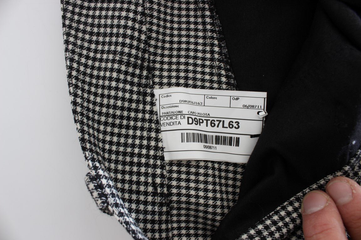 Black White Checkered Cotton Casual Pants - coffeewithmee2Ermanno ScervinoP1849S