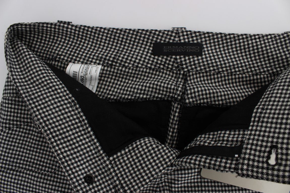 Black White Checkered Cotton Casual Pants - coffeewithmee2Ermanno ScervinoP1849S