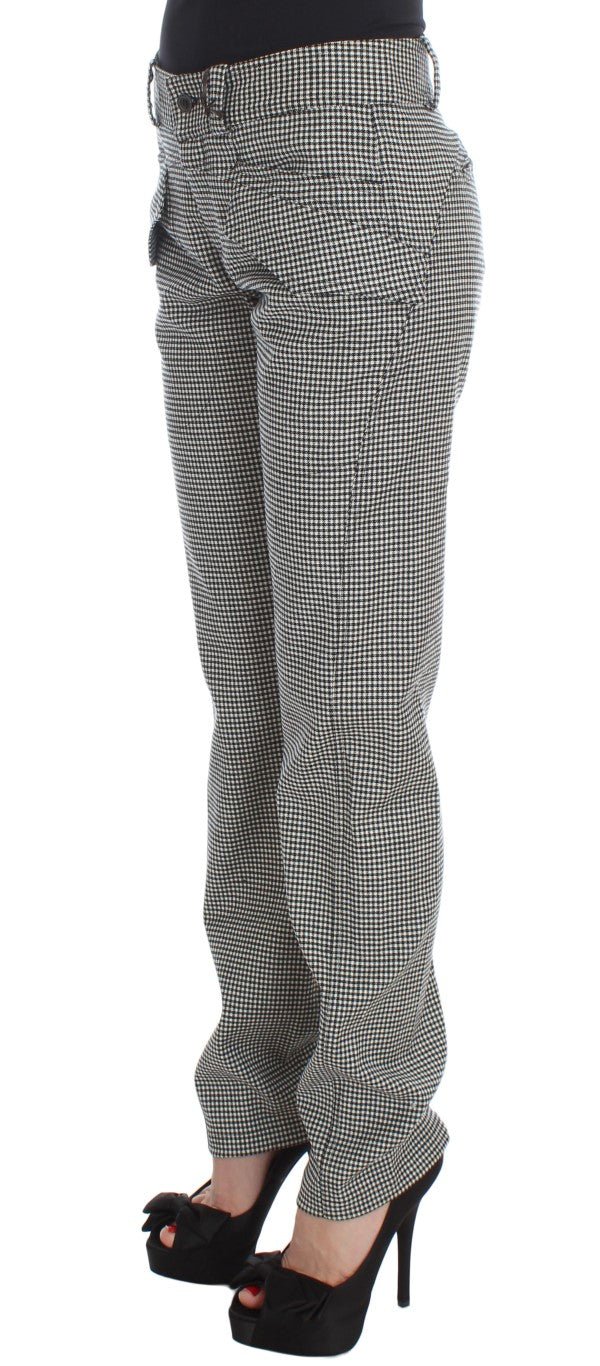 Black White Checkered Cotton Casual Pants - coffeewithmee2Ermanno ScervinoP1849S