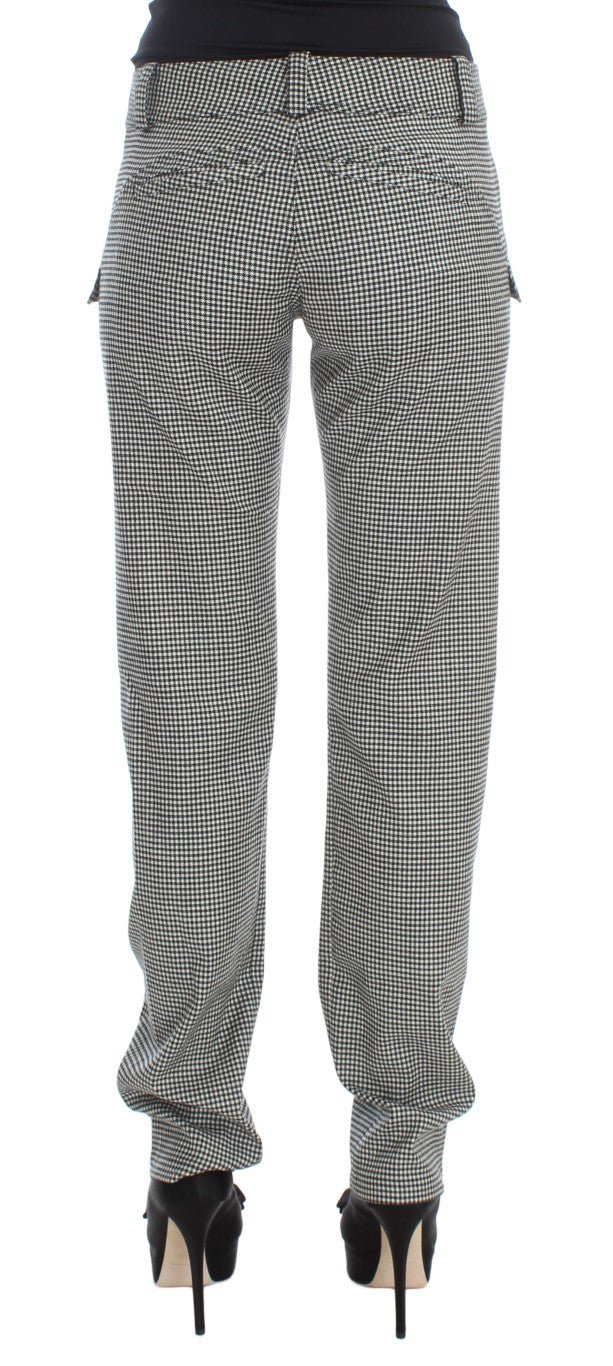 Black White Checkered Cotton Casual Pants - coffeewithmee2Ermanno ScervinoP1849S