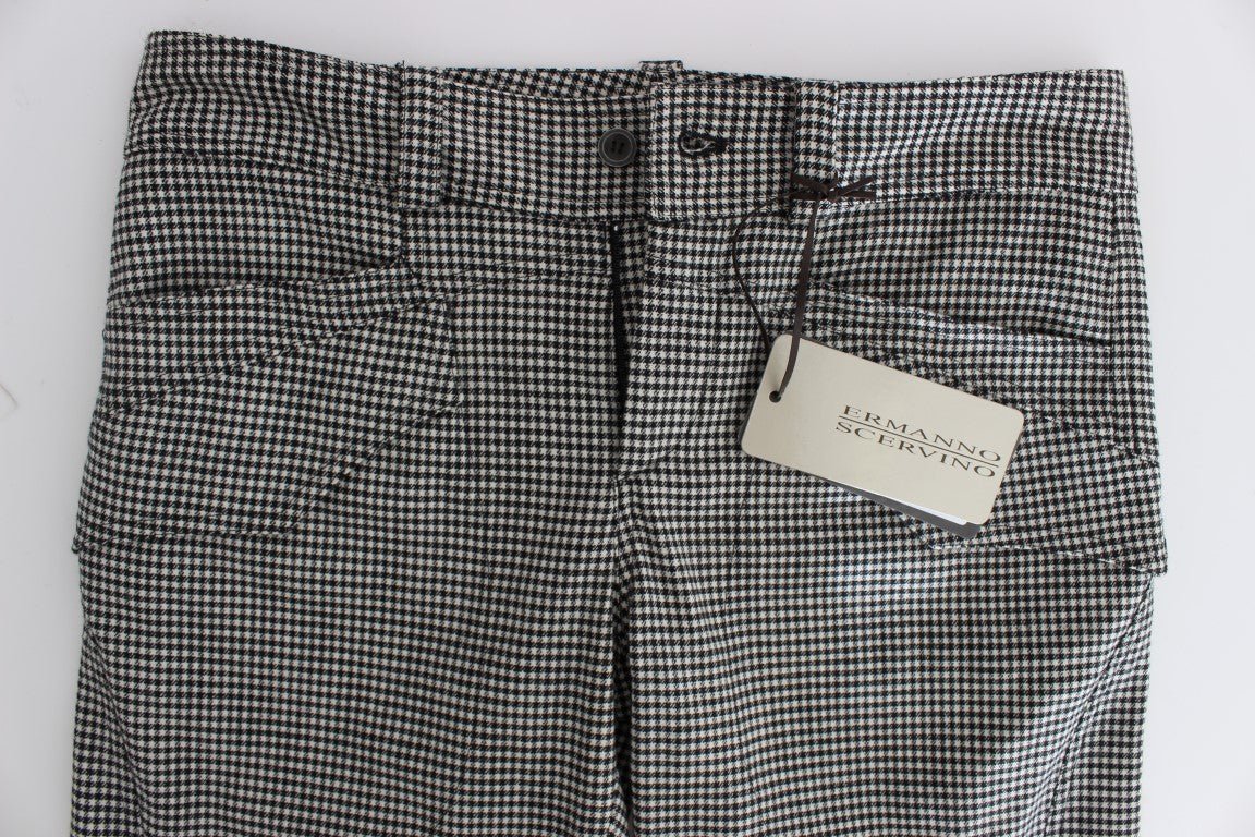 Black White Checkered Cotton Casual Pants - coffeewithmee2Ermanno ScervinoP1849S