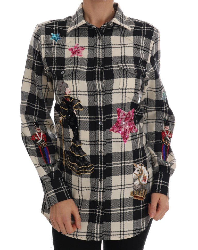 Black White Fairy Tale Crystal Shirt - coffeewithmee2Dolce & GabbanaP1336S