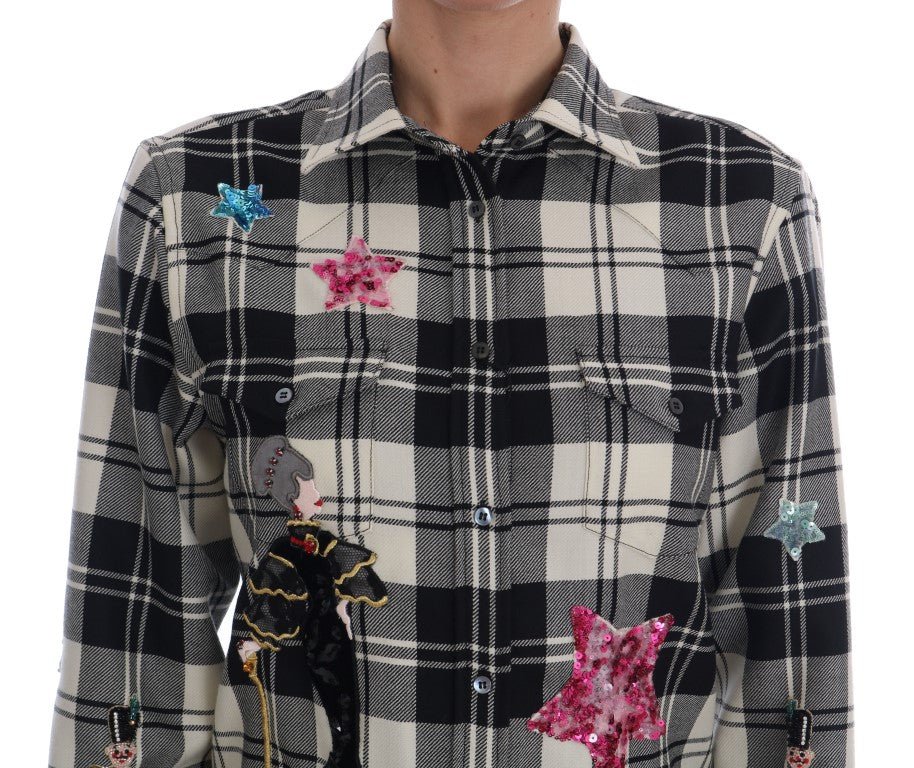 Black White Fairy Tale Crystal Shirt - coffeewithmee2Dolce & GabbanaP1336S