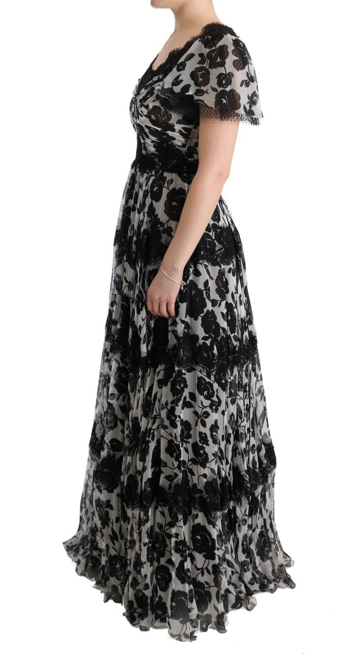 Black White Floral Lace Shift Dress - coffeewithmee2Dolce & GabbanaP1894S