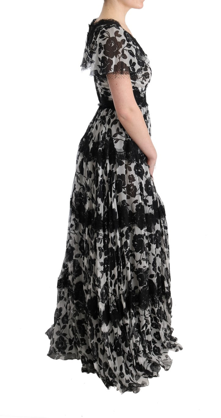Black White Floral Lace Shift Dress - coffeewithmee2Dolce & GabbanaP1894S