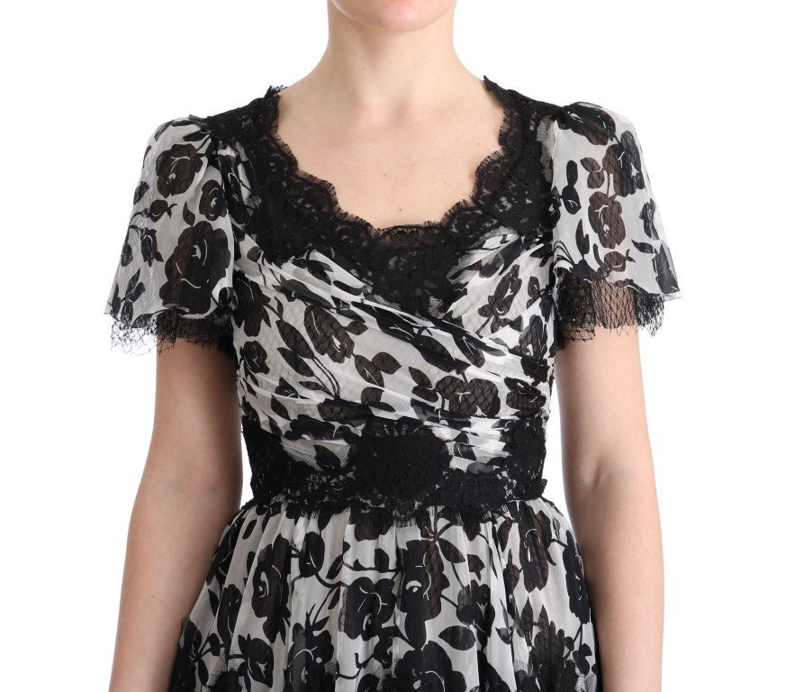 Black White Floral Lace Shift Dress - coffeewithmee2Dolce & GabbanaP1894S