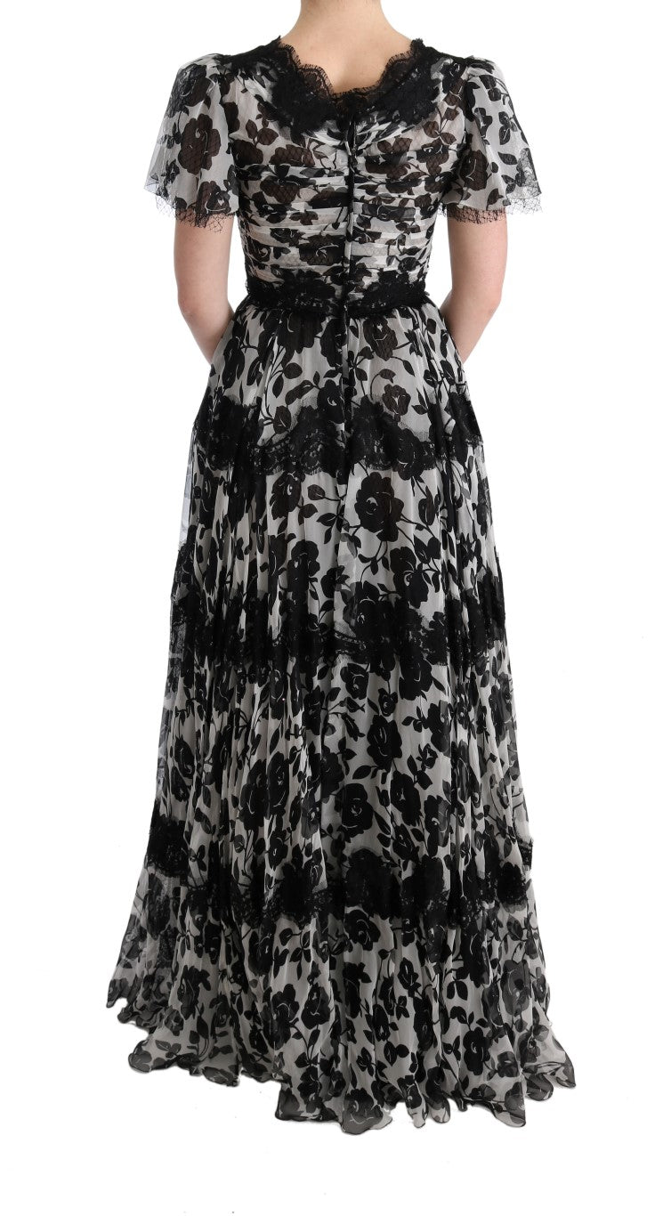 Black White Floral Lace Shift Dress - coffeewithmee2Dolce & GabbanaP1894S