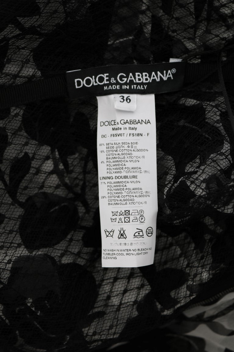 Black White Floral Lace Shift Dress - coffeewithmee2Dolce & GabbanaP1894S