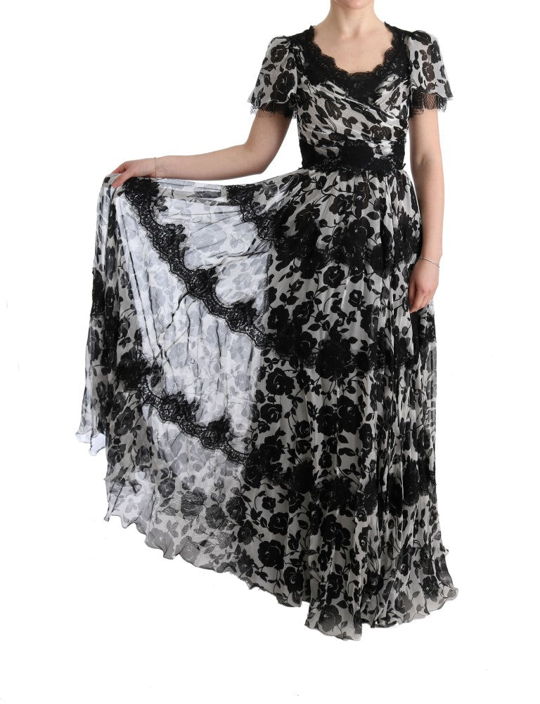 Black White Floral Lace Shift Dress - coffeewithmee2Dolce & GabbanaP1894S
