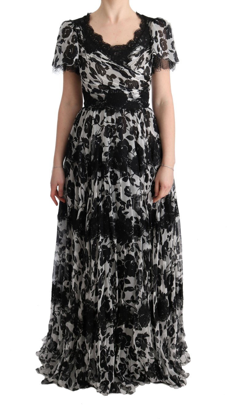 Black White Floral Lace Shift Dress - coffeewithmee2Dolce & GabbanaP1894S