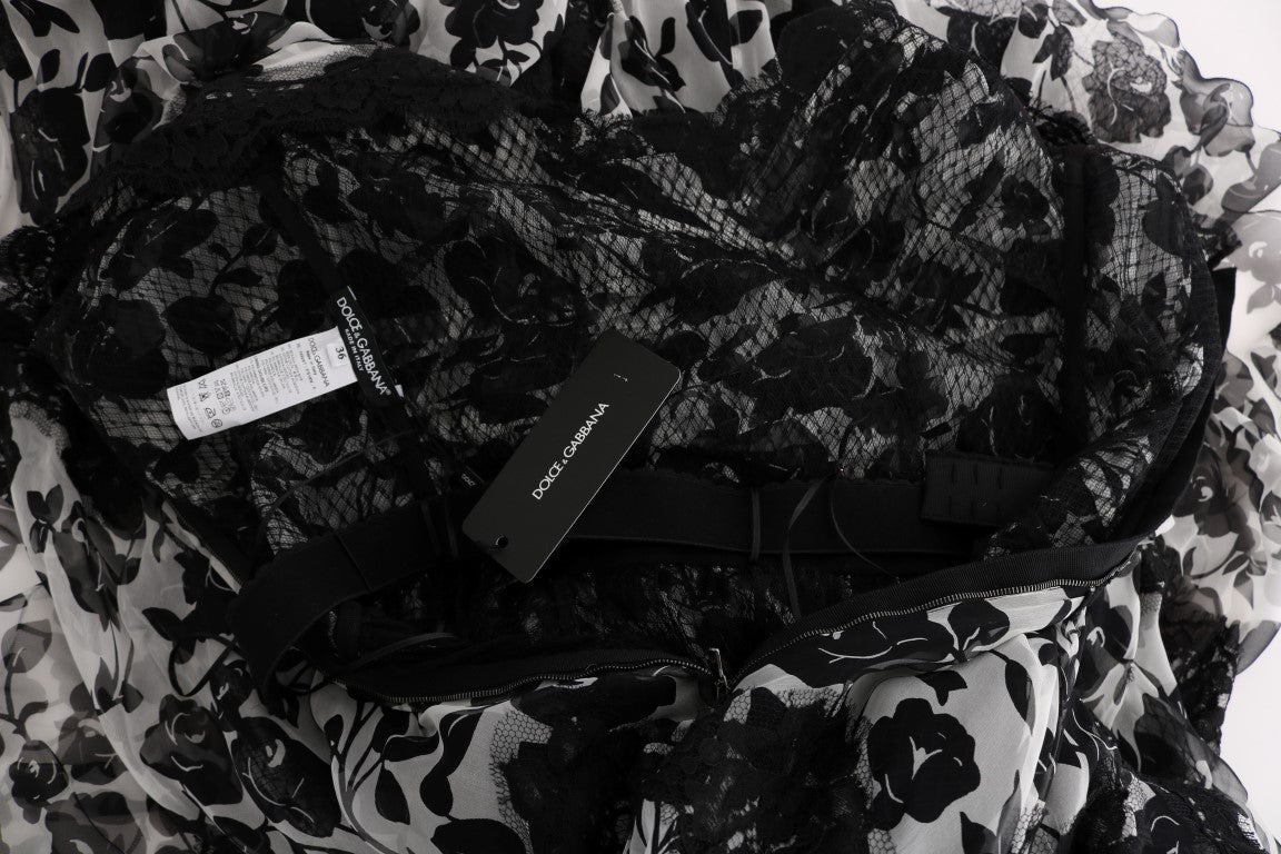 Black White Floral Lace Shift Dress - coffeewithmee2Dolce & GabbanaP1894S