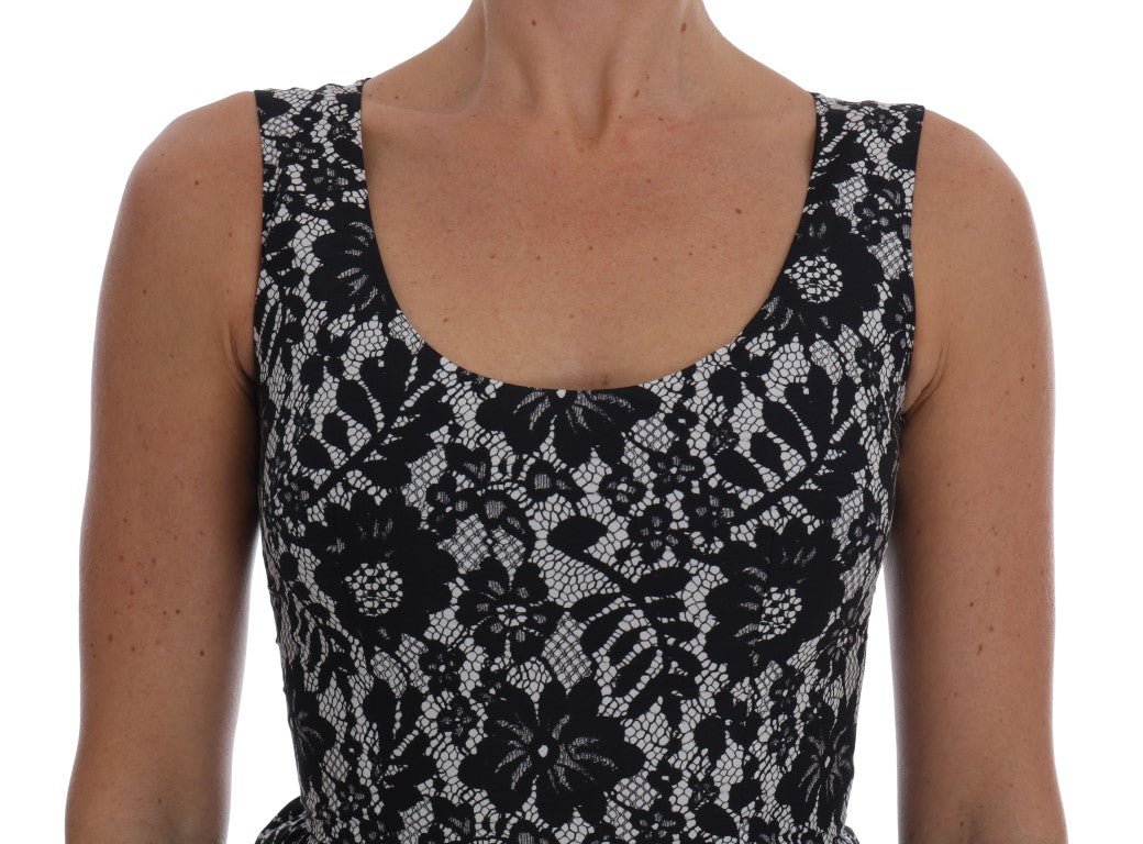 Black White Floral Print Cotton Dress - coffeewithmee2Dolce & GabbanaP2236S