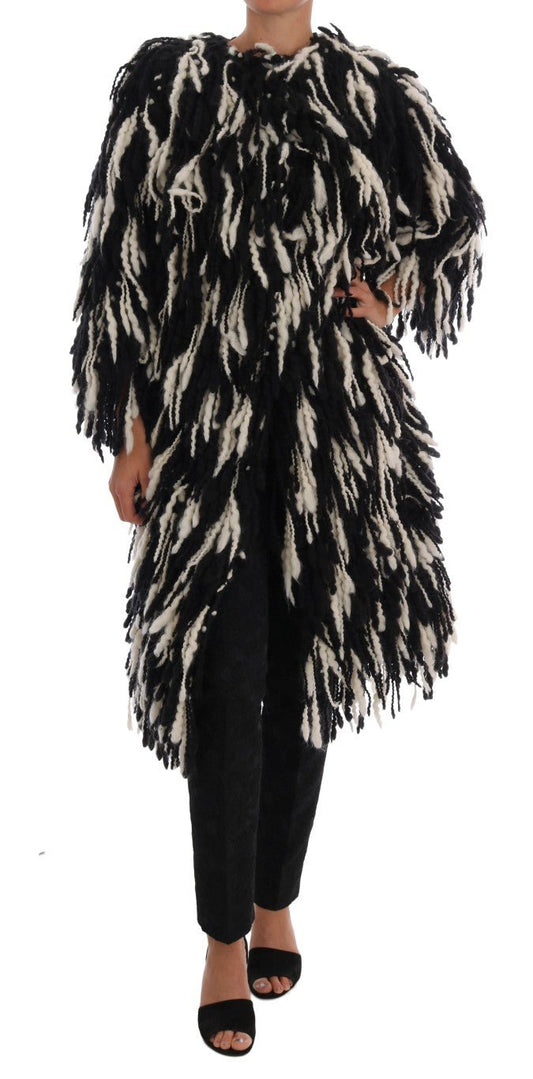 Black White Fringes Coat Wool Coat - coffeewithmee2Dolce & GabbanaP5705S