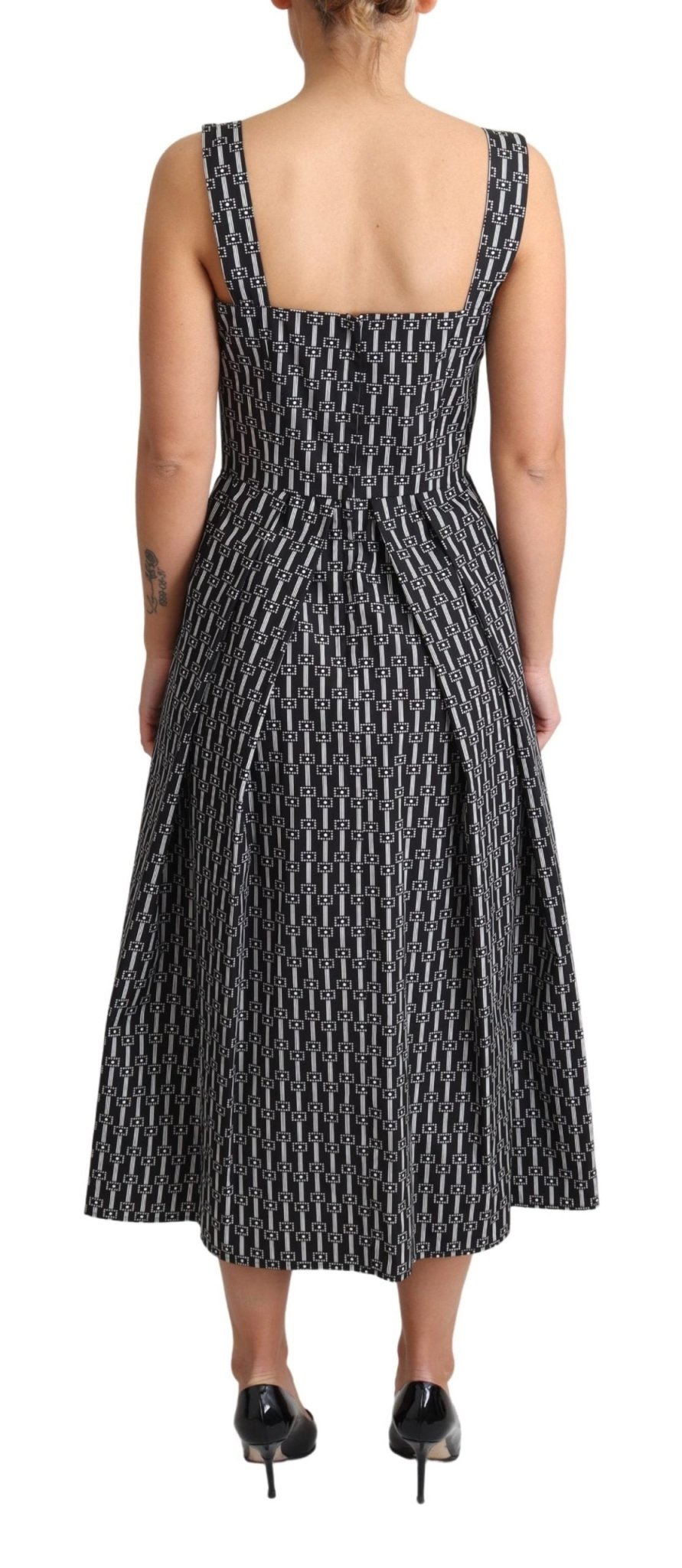 Black White Pattern Cotton A-Line Dress - coffeewithmee2Dolce & GabbanaP4185S