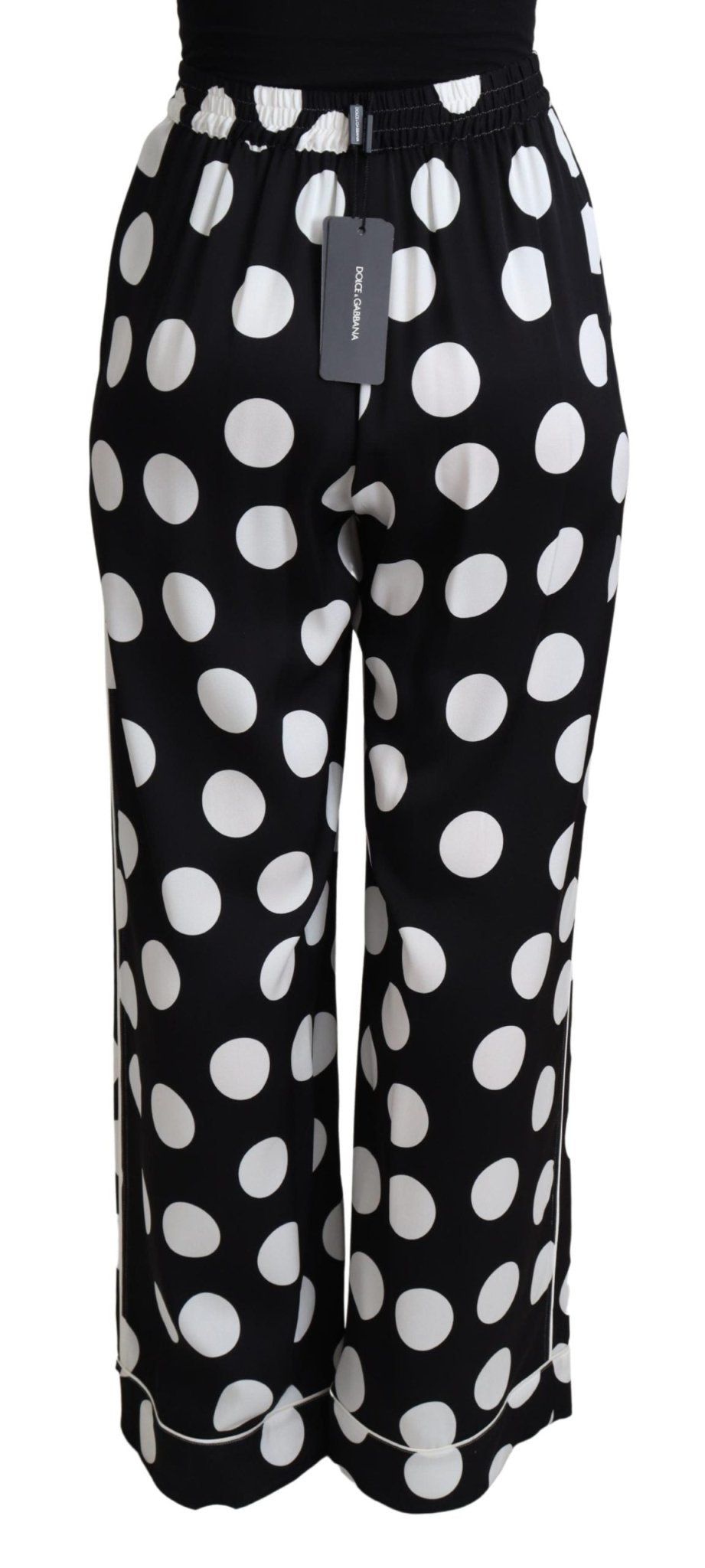 Black White Polka Dots Straight Trouser Pants - coffeewithmee2Dolce & GabbanaP4483S