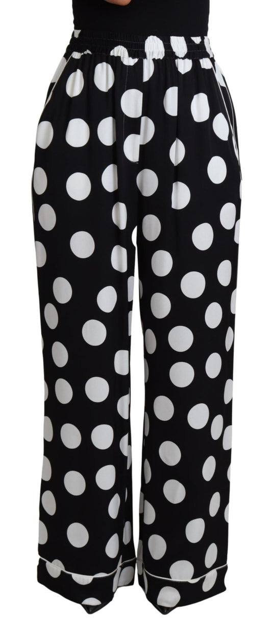 Black White Polka Dots Straight Trouser Pants - coffeewithmee2Dolce & GabbanaP4483S