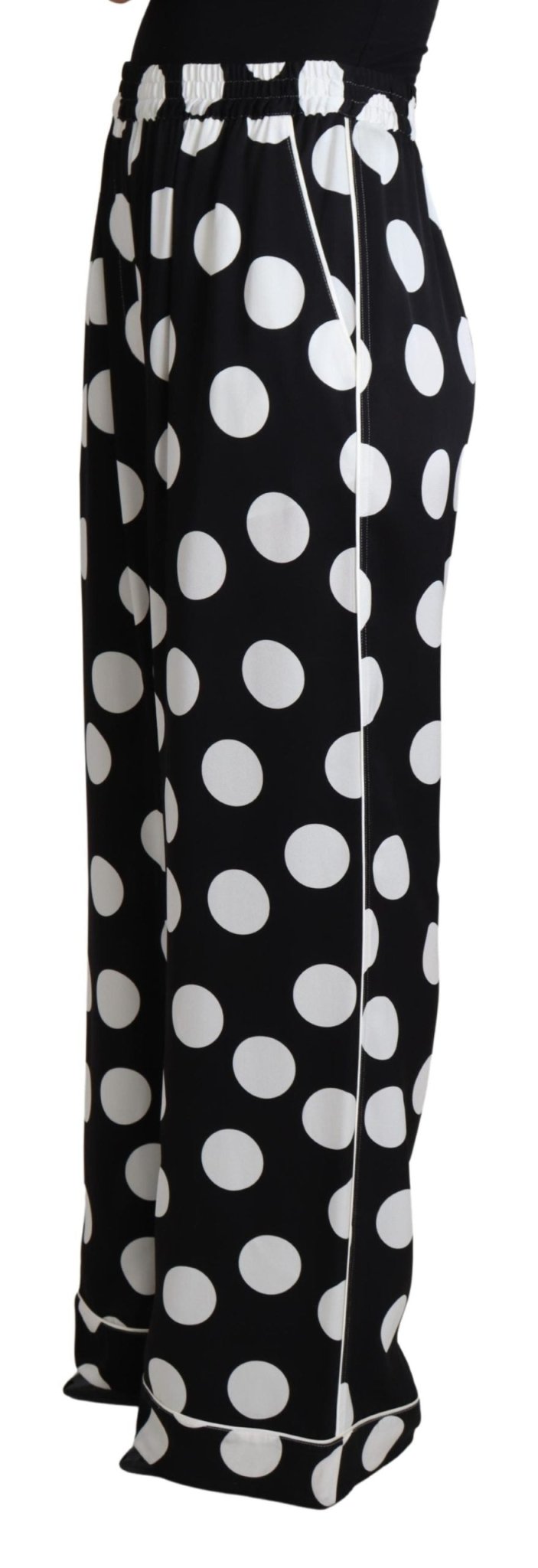Black White Polka Dots Straight Trouser Pants - coffeewithmee2Dolce & GabbanaP4483S