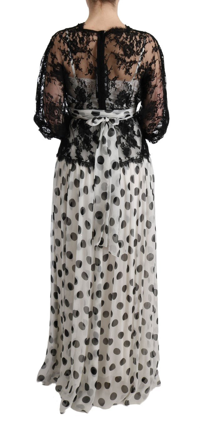 Black White Polka Dotted Floral Dress - coffeewithmee2Dolce & GabbanaP1893S